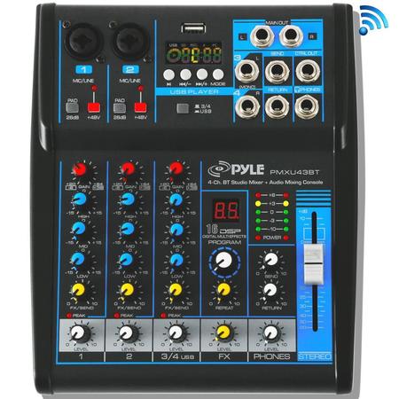 PYLE 4-Ch. Bluetooth Studio Mixer, PMXU43BT.5 PMXU43BT.5